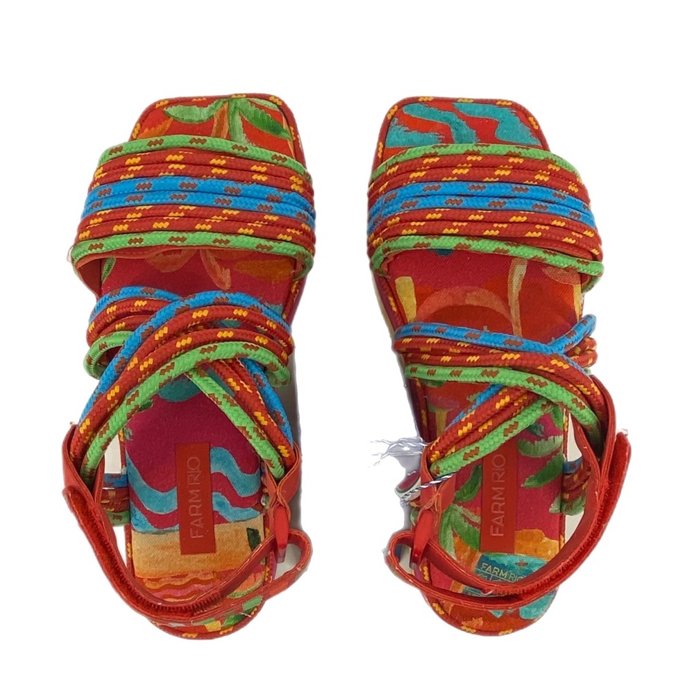 FARM RIO Red Ipanema Tropical Platform Sandal